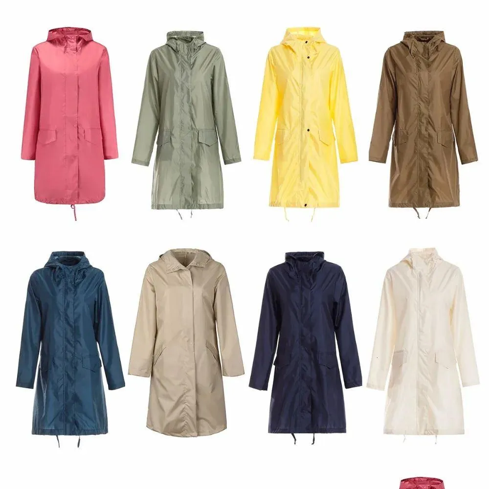 Rain Wear Freesmily Women`s Stylish Raincoat Waterproof Poncho with Hood and Pockets 231025