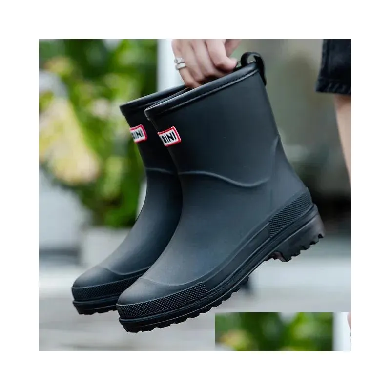 Rain Boots Rain Boots Women Low Non-slip Kitchen Rain Shoes Water Boots Woman Rubber Boots Garden Galoshes Slip-on Rainboots Short Boots