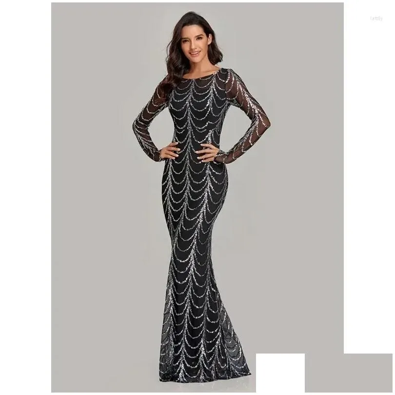 Casual Dresses Women Sequins Cocktail Dress Elegant Long Sleeve High Waist Corset Evening Gowns Mermaid Gala Party Prom Gown