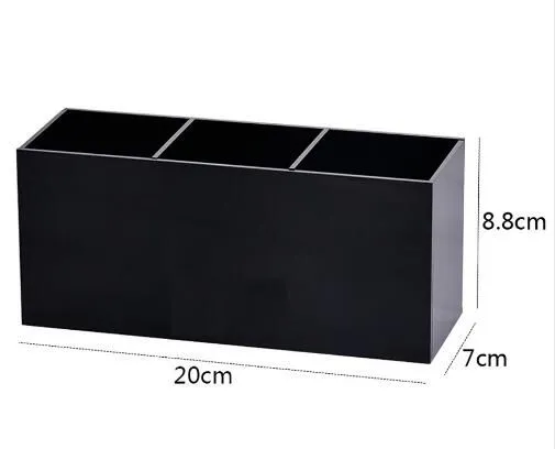 Three Slots Acrylic Makeup Organizer High Quality Black Plastic Desktop Lipsticks Stand Case Fashion Makeup Tools Storage Box