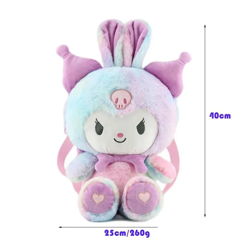 New Transformation Cartoon Cat Merlot and Lomi Plush Doll Children`s Backpack Girl Heart Crossbody Bag Travel Bag