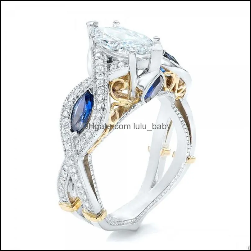 Wedding Rings Vintage Cz Ring Sets 925 Sier Promise Engagement Jewelry For Women Size 5 6 7 8 9 Drop Delivery Dhg2J