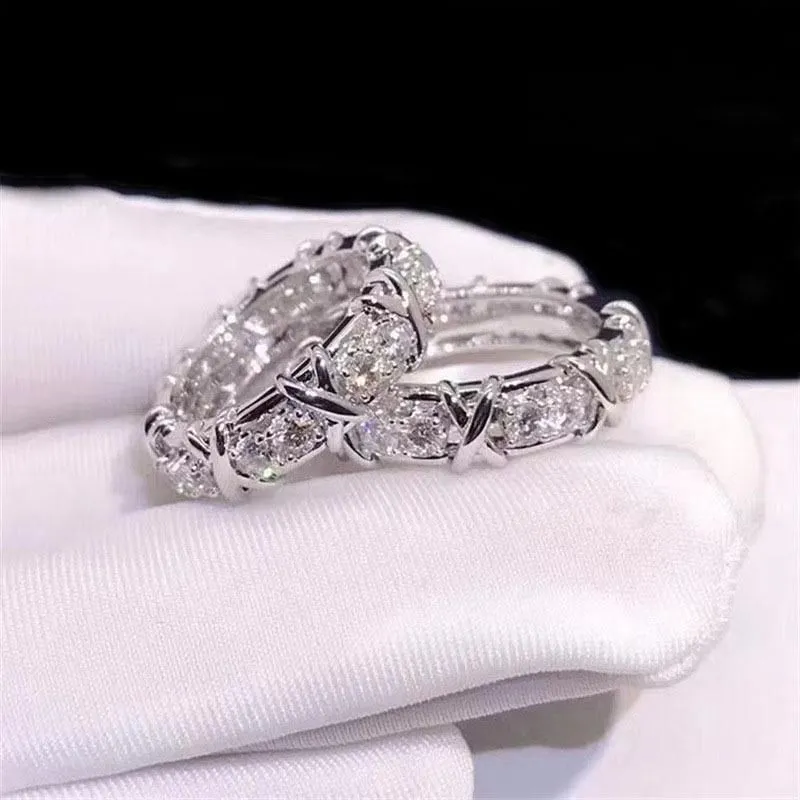 Classic 925 Sterling Silver Cross Tanzanite Couple Rings Eternal Band Wedding Rings for Women Men Fine Jewelry Wholesale