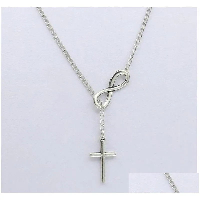 Pendant Necklaces Infinity Cross Wedding Party Event 925 Sier Plated Chain Elegant Jewelry For Women Ladies In Bk Drop Delivery Pendan Dhq7Z