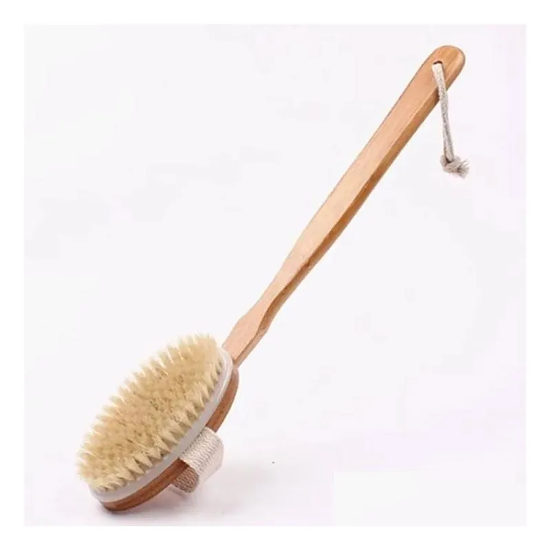Bath Brushes, Sponges & Scrubbers Long Detachable Brush Dry Skin Body Non-Slip Handle 100% Natural Bristle Shower Blood Circation Exfo Dhz5D