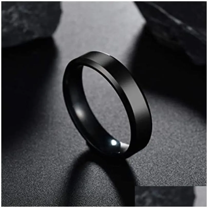 Wholesale 100pcs Stainless Steel Band Rings For Women 6mm Polished Silver Gold Black Plated Mens Ring Fashion Jewelry Wholesale Lots Wedding