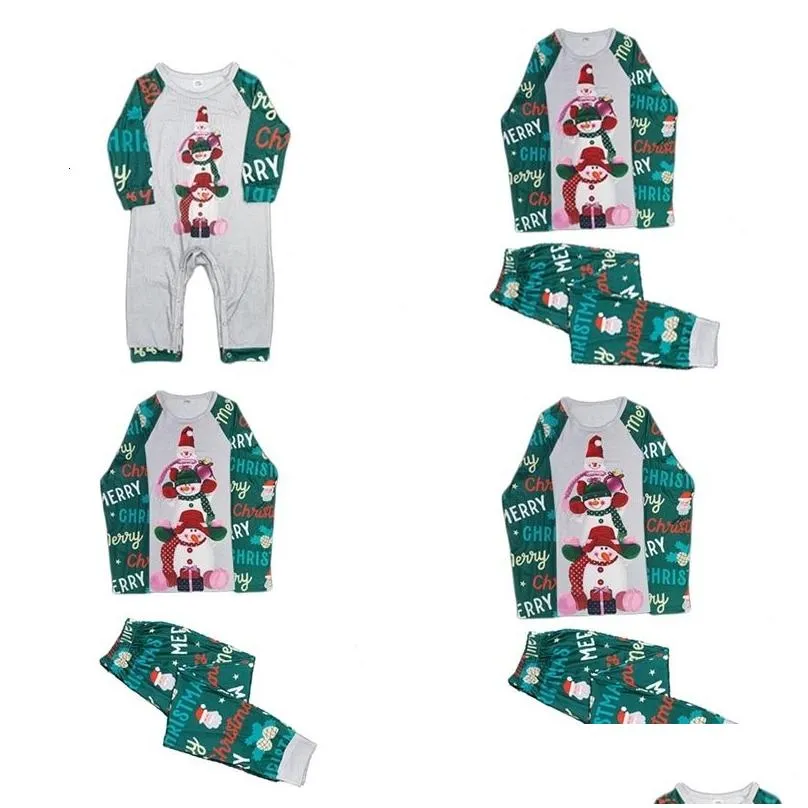 Family Matching Outfits Christmas Pajamas Fashion Xmas Cartoon Print Bodysuit Adts Kids Baby Clothing Sets Overall Look 230901 Drop D Dhhe6