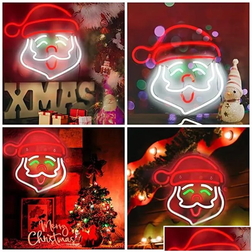 Strings USB Neon Santa Claus Light String LED Sign Lamp Festival Party Night Lights Christmas Year Decoration