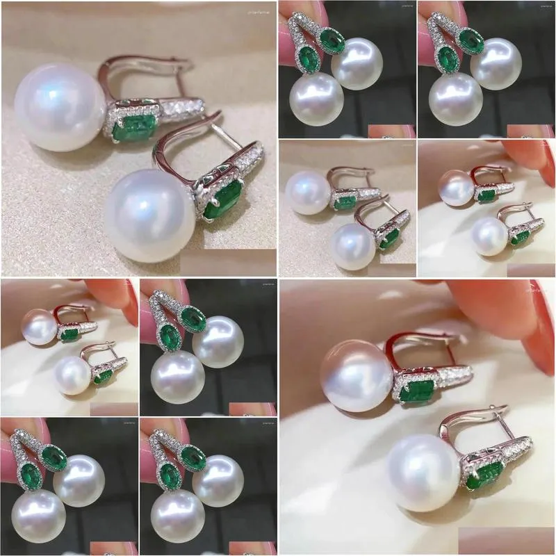 Dangle Earrings Gorgeous 10-11mm South Sea Round White Pearl Earring 925s