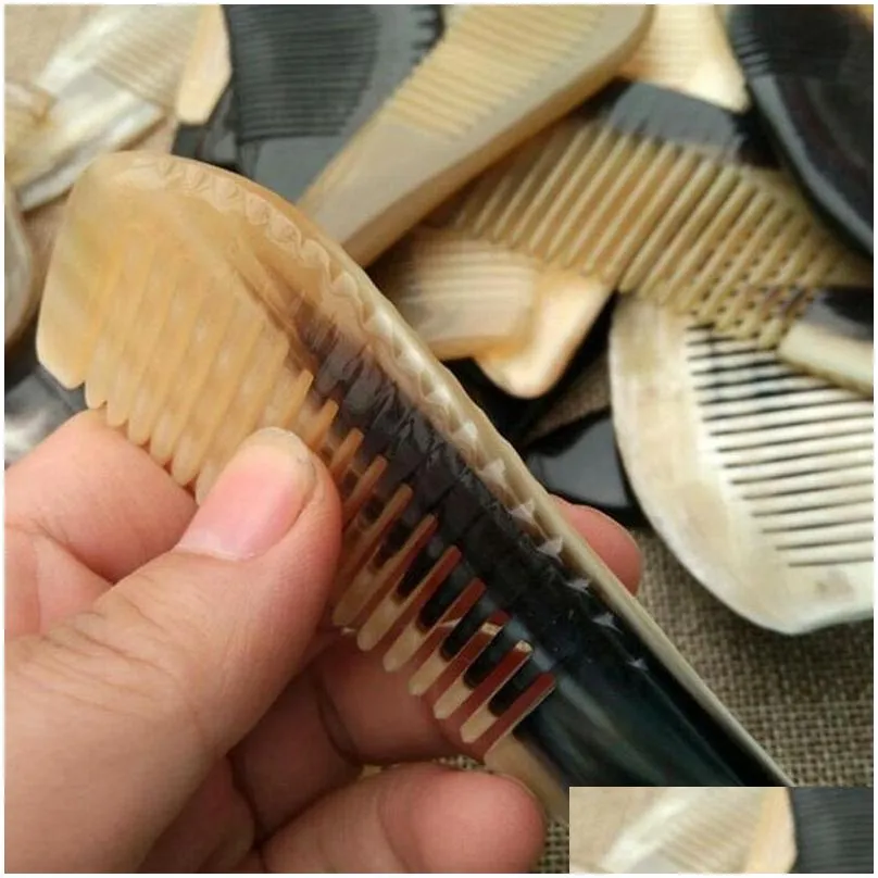 Hair Brushes Usef Ox Horn Combs Pocket Tool Straight Comb Natural Health Mas Brush Portable Handmade Craft Gift Drop Delivery Products Dh7Da