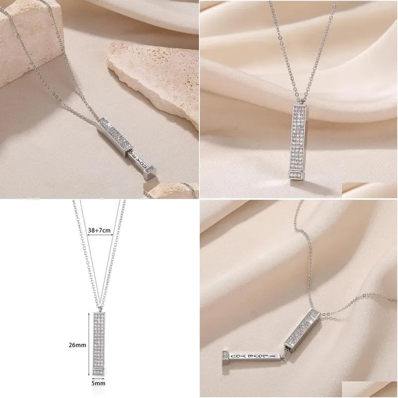 Trendy Detachable Geometric Strip I Love You Letter 14K White Gold Necklace Pendant For Women Hollow Pendants Valentines Gifts