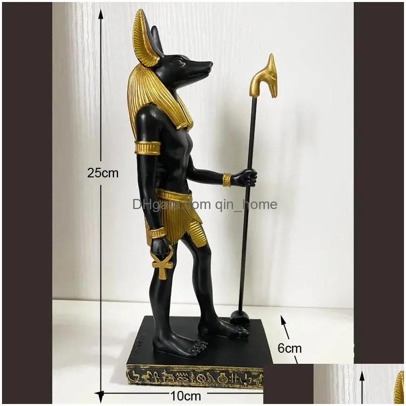 decorative objects figurines ancient egyptian god anubis of underworld by ankh altar guardian scales collectible figurine statue figure sculpture egypt