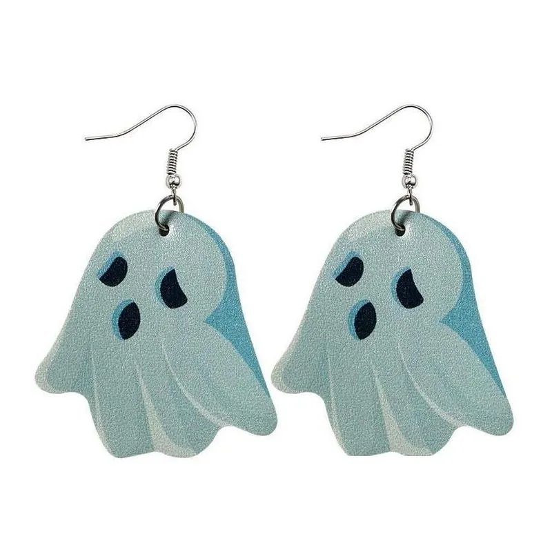 Dangle & Chandelier Halloween Christmas Theme Leather Earrings Skl Pumpkin Print Drop Earring Jewelry Gifts For Women Girls Wholesale Dhllt