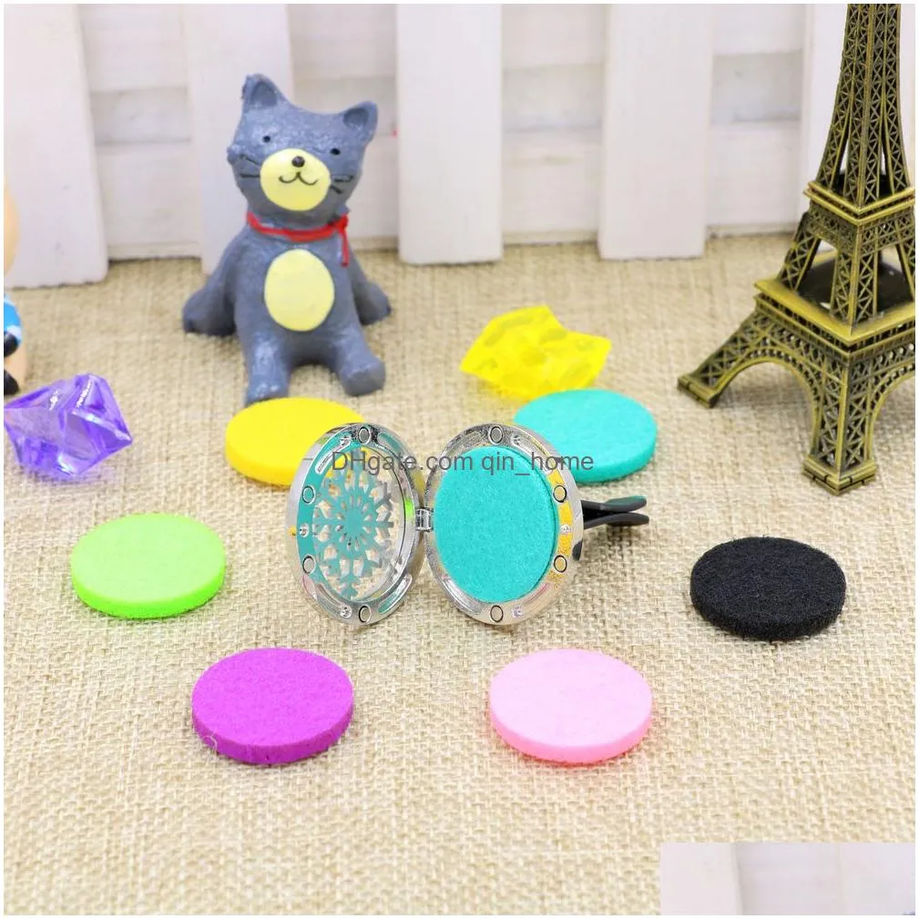 aromatherapy home essential oil diffuser for car air freshener perfume bottle locket clip with 5pcs washable felt pads fragrance auto interior