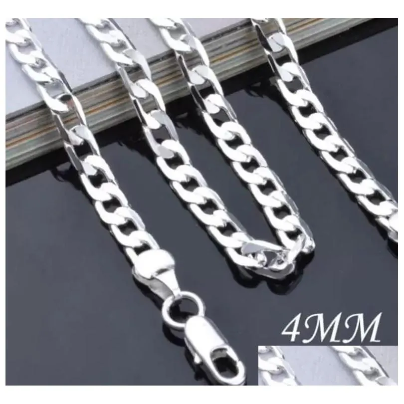 Chains Mens Jewelry 925 Sterling Sier Plated 4Mm 16-24Inches Chain Necklace Hiphop Drop Delivery Necklaces Pendants Dhzys