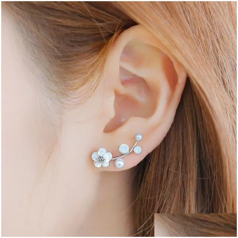 New Trendy Pearl Earrings Angel Wings Feather Shape Stud Earring For Girls Bohemian Wedding Jewerly Gifts 2020