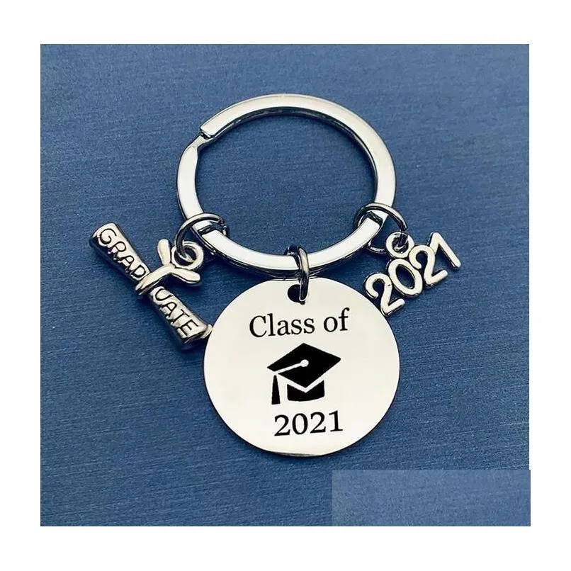 Keychains & Lanyards 2021 Stainless Steel Keychain Pendant Class Of Graduation Season Buckle Plus Scroll Opening Ceremony Gift Key Ri Dhszp