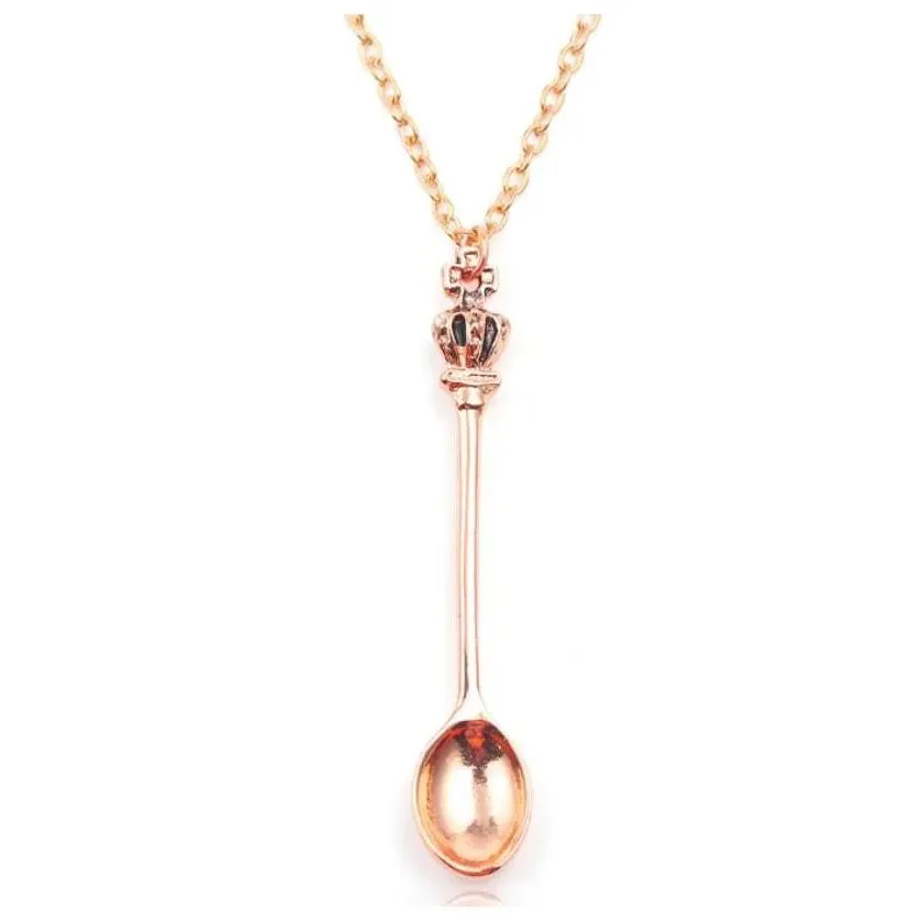 Pendant Necklaces New Jewelry Crown Mini Teapot Royal Alice Snuff Necklace Spoon 3 Colors For Women Gift Drop Delivery Pendants Dha65