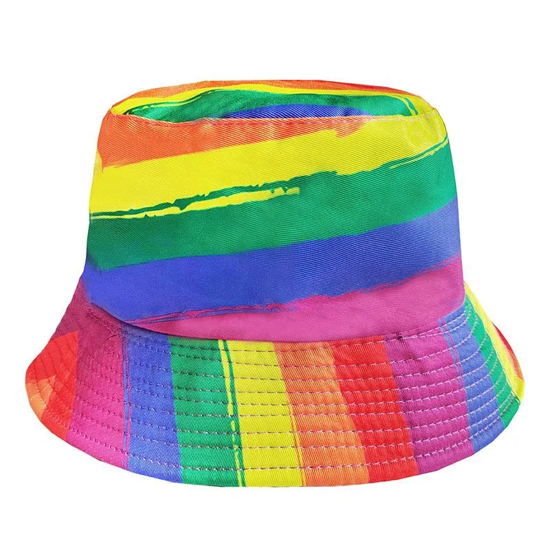 2022 Latest Double-sided Wearable Rainbow Fisherman Hats cap Sunshade Beach Bucket Hat For Women Men