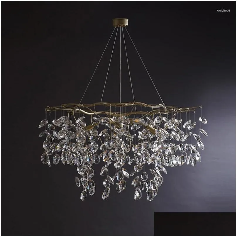 Chandeliers Glass Crystal Led Pendant Lamp For Living Room Bedroom Dining Hall Gold Modern Luxury Style Design Ceiling Chandelier Dro Dhi9E