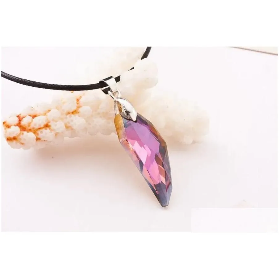 Pendant Necklaces New Arrival Austrian Crystal Wolf Tooth Lovers Necklace For Men And Women Mixed Colors Drop Delivery Jewelry Pendant Dhoyr