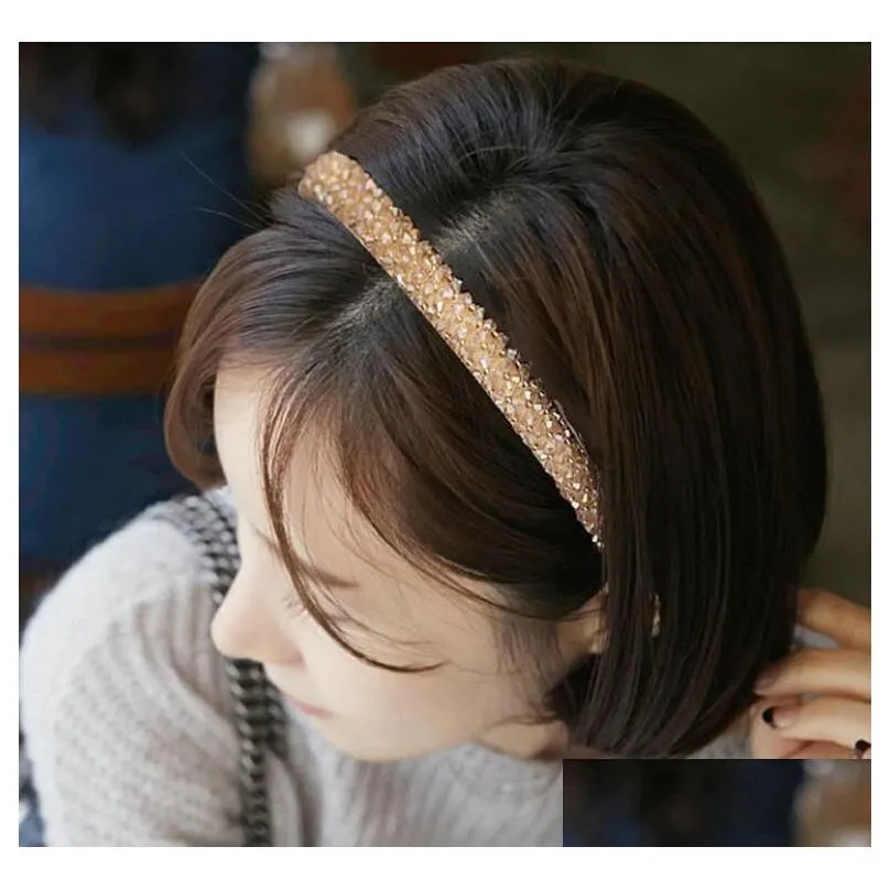 Headbands New Mticolor Crystal Glass Headband Fashion Handmade Hair Band For Women Girls Accessories Drop Delivery Jewelry Hairjewelr Dhuc1