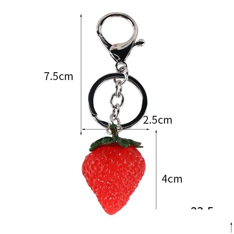 12pcs Fruit Key Ring Little Strawberry Keychain Cute Key Ring For Women Jewelry Girls` Gift Kids/ Friends Gift