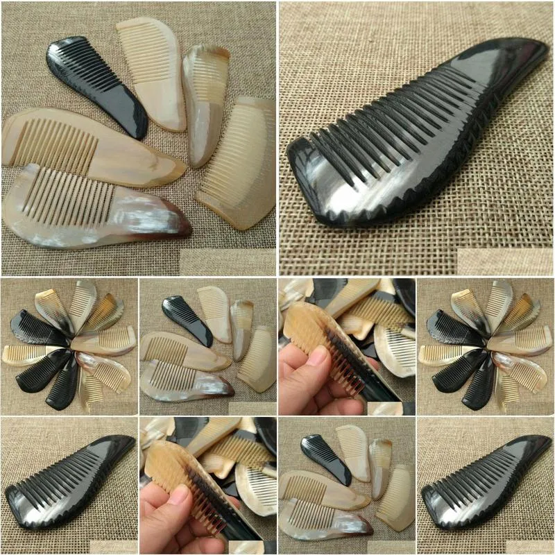 Hair Brushes Usef Ox Horn Combs Pocket Tool Straight Comb Natural Health Mas Brush Portable Handmade Craft Gift Drop Delivery Products Dh7Da