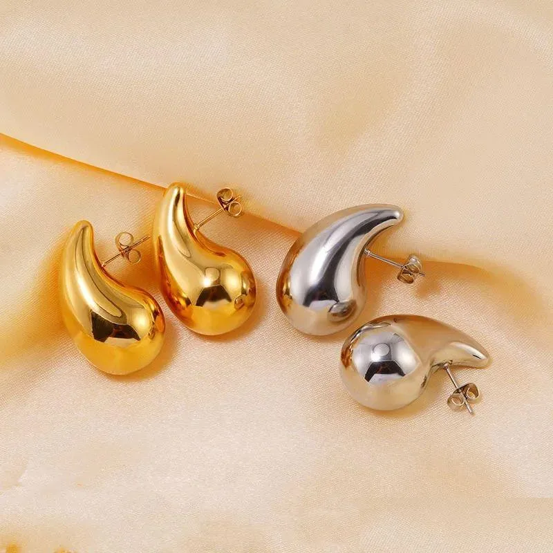 Fashion Tear Drop 14k Gold Earrings Dupes for Women Lightweight Smooth Waterdrop Hoop Earrings Trendy Jewelry Gift 2024