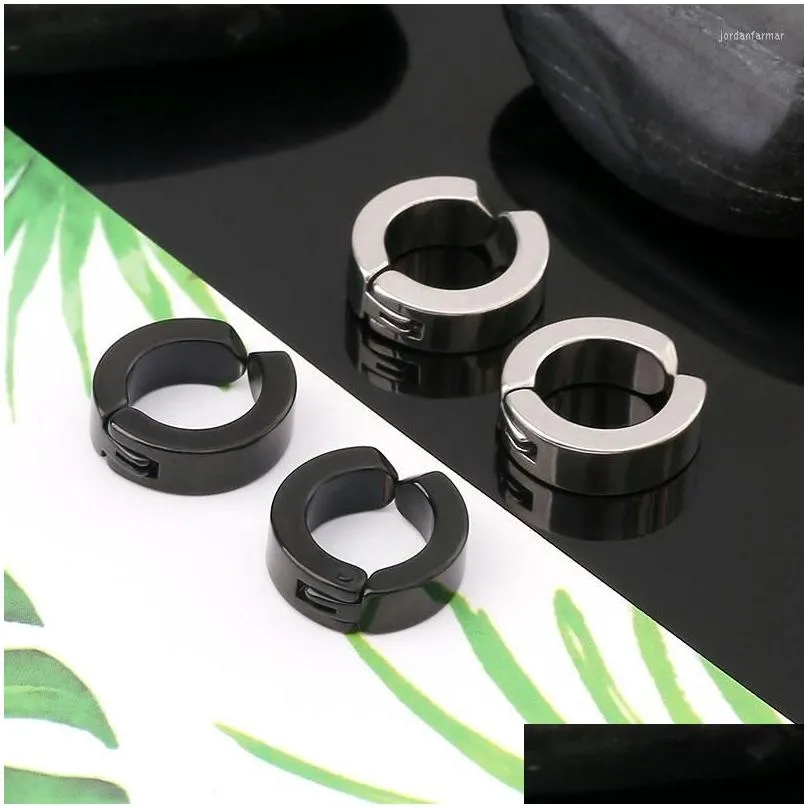 Backs Earrings 2pcs Fashion Stainless Steel Black Gold Ear Clip For Women Men Hip Hop Rock Jewelry Guys Grunge Gifts