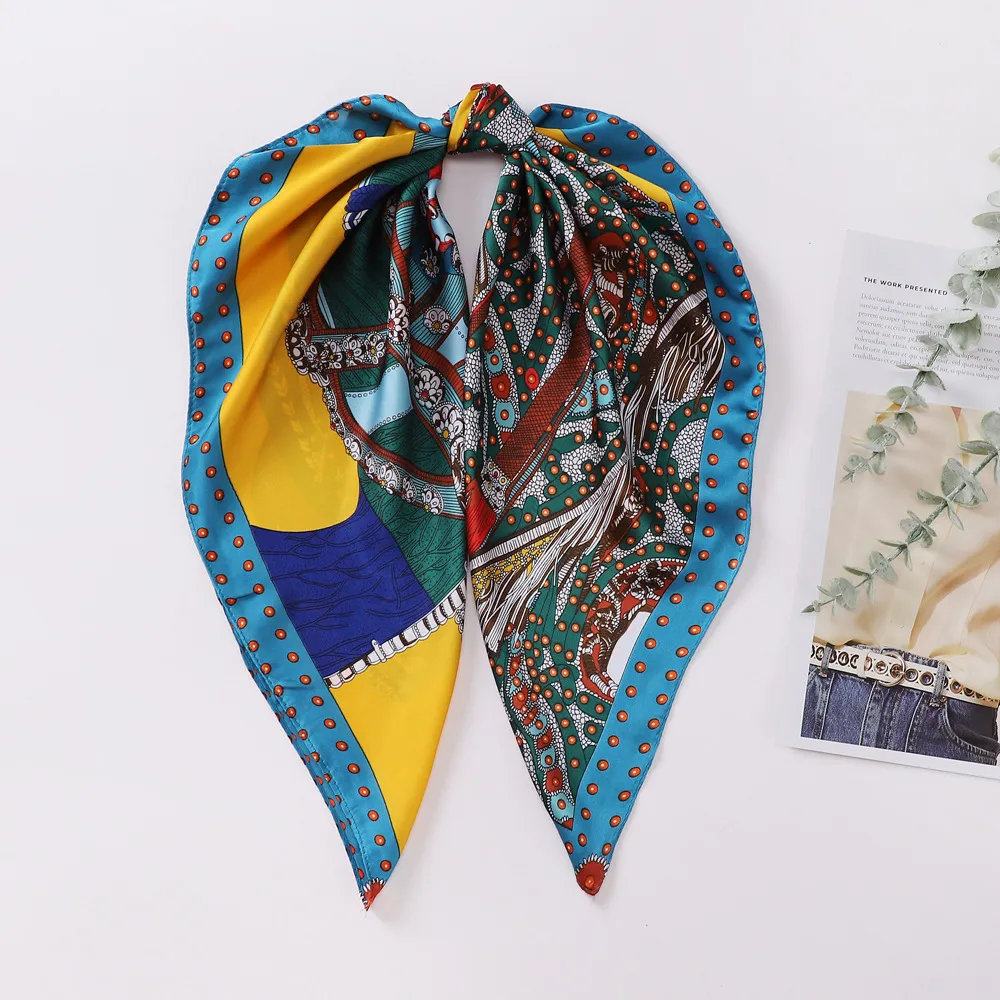 Scarves 20Style 7070Cm Designer Letters Print Floral Silk Scarf Headband For Women Fashion Long Handle Bag Paris Shoder Tote Lage Ri Ot3My