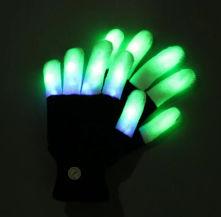 7 models adjustable led lighted gloves toy Party bar KTV Concert rave props Colorful magic glove novely lighted up knit glove