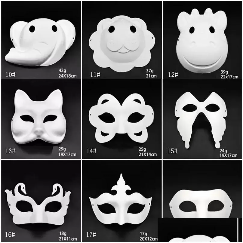 Party Masks Stock Makeup Dance White Embryo Mod Diy Painting Handmade Mask Pp Animal Halloween Festival Paper Face Drop Delivery Home Dhctg