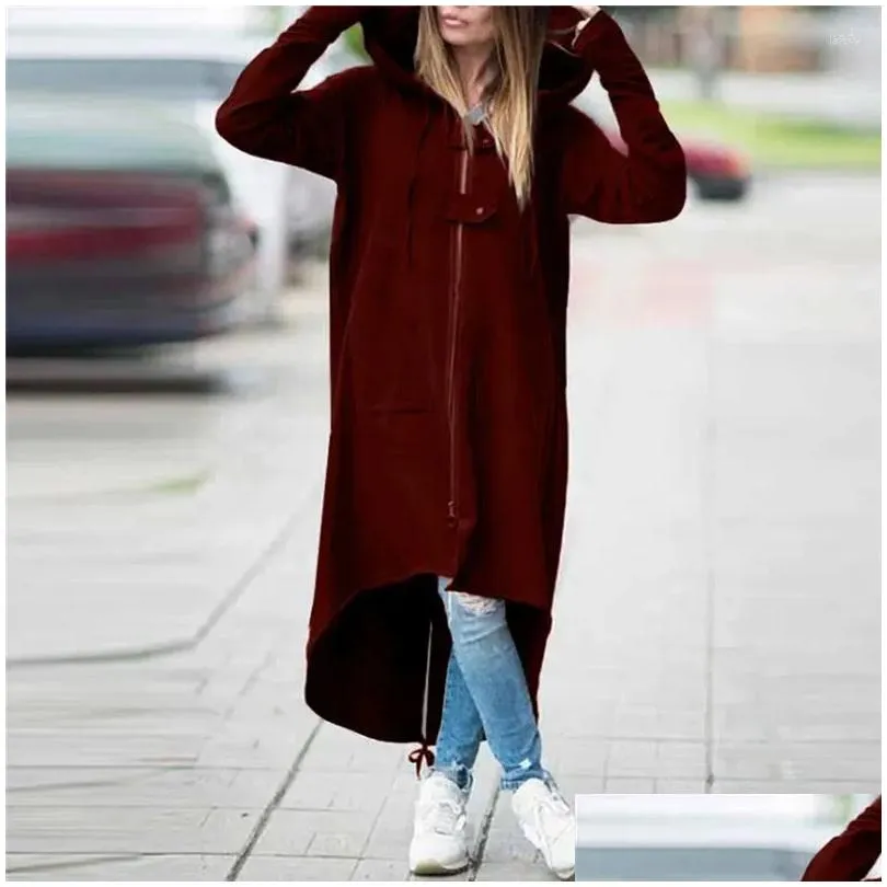 Women`s Hoodies Long Zipper Coat Jacket Spring Hoodie Sweatshirt Zip Up Tops Corduroy Sleeve Personality Street