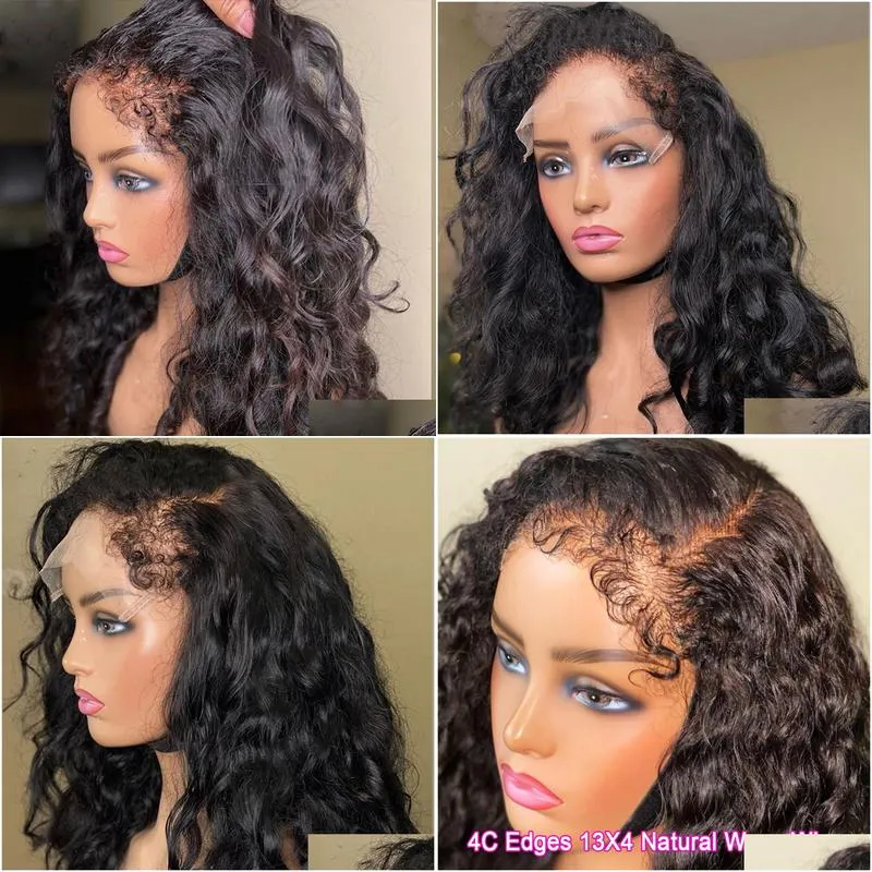 Synthetic Wigs Natural Wave Lace Front Wig 4C Edges Baby Hair Glueless Human Ready To Wear Virgin 13X4 Drop Delivery Products Dhspz