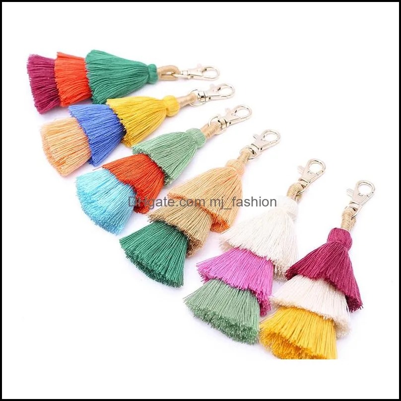 Keychains Tassels Keychain Key Rings Handmade Mix Color Cotton Tassel Women Handbag Charm Fashion Jewelry Accessory Drop De Dhgarden Dhtuc