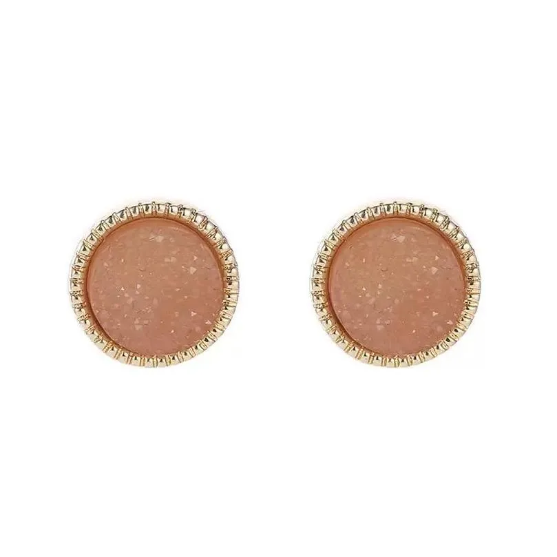 Stud New Simple Druzy Stone Earrings For Ladies Round Resin Gold Women Fashion Jewelry In Bk Epacket Drop Delivery Dhzn0