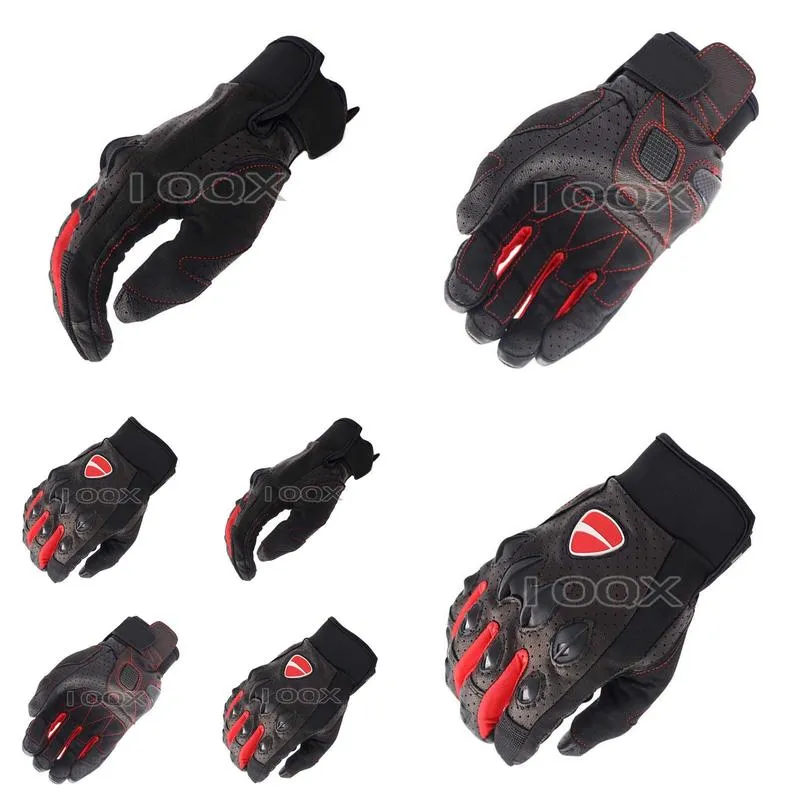 Leather Gloves Corse Motor Motorcycle Motorbike Racing Driving Riding Black Red For Ducati Team Gloves H1022