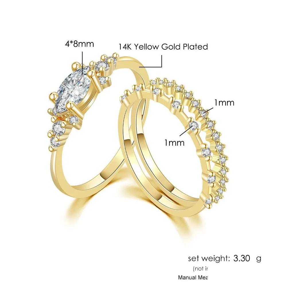 Set Tiny Small Ring for Women Gold Color Cubic Zirconia Midi Finger Rings Wedding Anniversary Jewelry Accessories Gifts KAR229