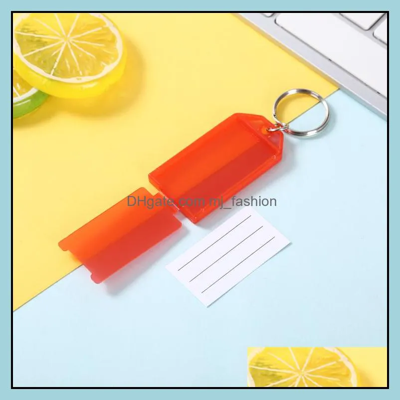 Keychains Tough Plastic Key Tags With Split Ring Label Window Id Lage Tag Keychain Name Mti Colors Drop Delivery Fashion Accessories Dh9Ai