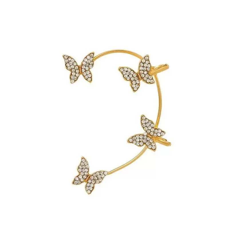 Ear Cuff Fashion Butterfly Without Piercing For Women Sparkling Zircon Clips Earrings Wedding Party Jewelry Gifts Wholesale Drop Deli Dh0A4