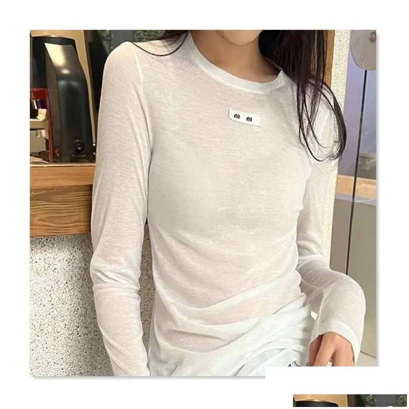 MiMi U Casual Tshirt Designer Clothes Women t shirts Long Sleeve Round Neck Letter Print Sexy Top Tee Female Casual Streetwear