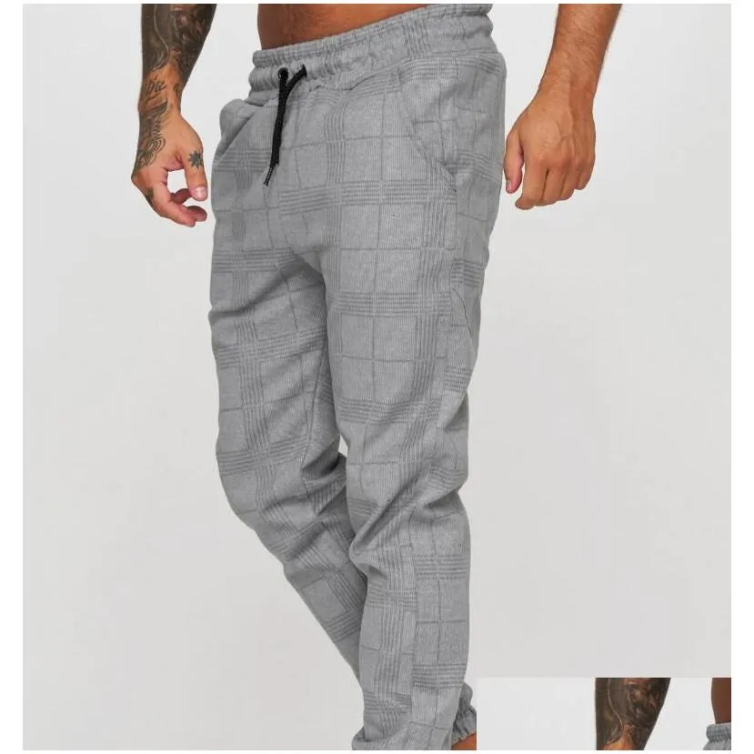 Men`S Pants Mens Sport Jogger Casual Plaid Trousers Fashion Streetwear Cargo Fitness Gyms Sweatpants Clothes Drop Delivery Apparel Cl Dhmlf