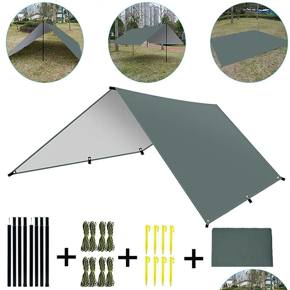 Tents and Shelters Camping Tarp Waterproof Portable Tarp Multifunctional Outdoor Camping Traveling Awning Backpacking Tarp Shelter Rain Tarp