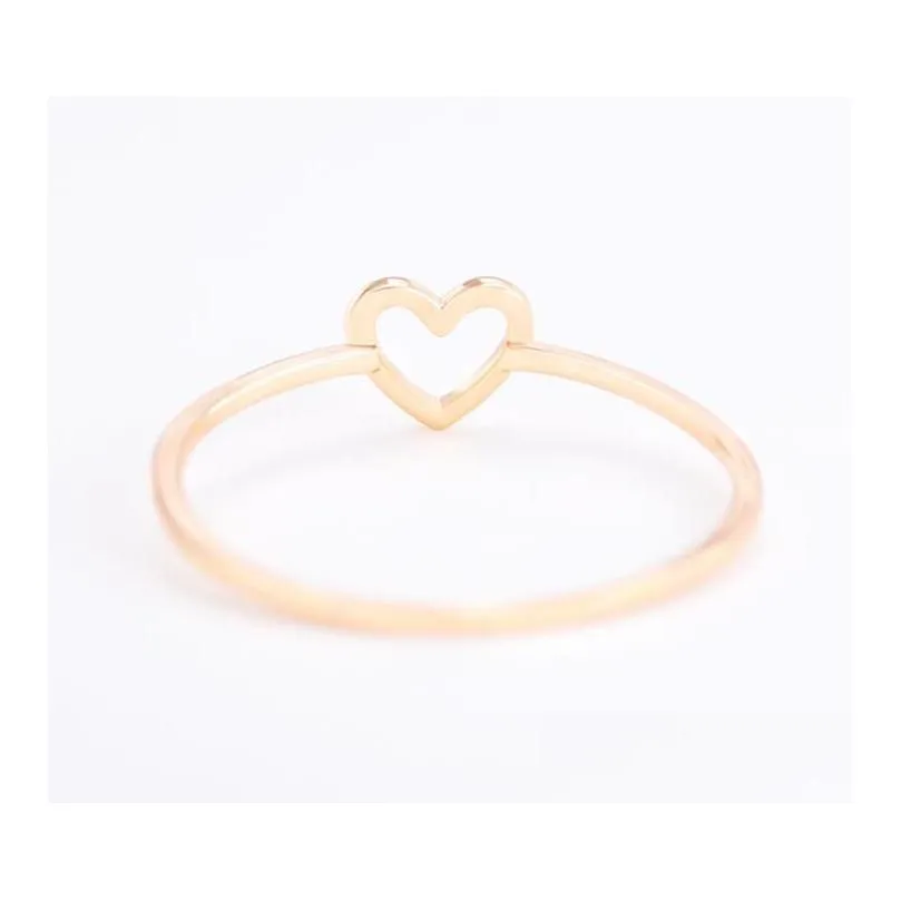 Band Rings Simple Hollow Heart For Women Couple Wedding Promise Infinity Eternity Love Jewelry Wholesale 2 Colors Drop Delivery Ring Dhxtg