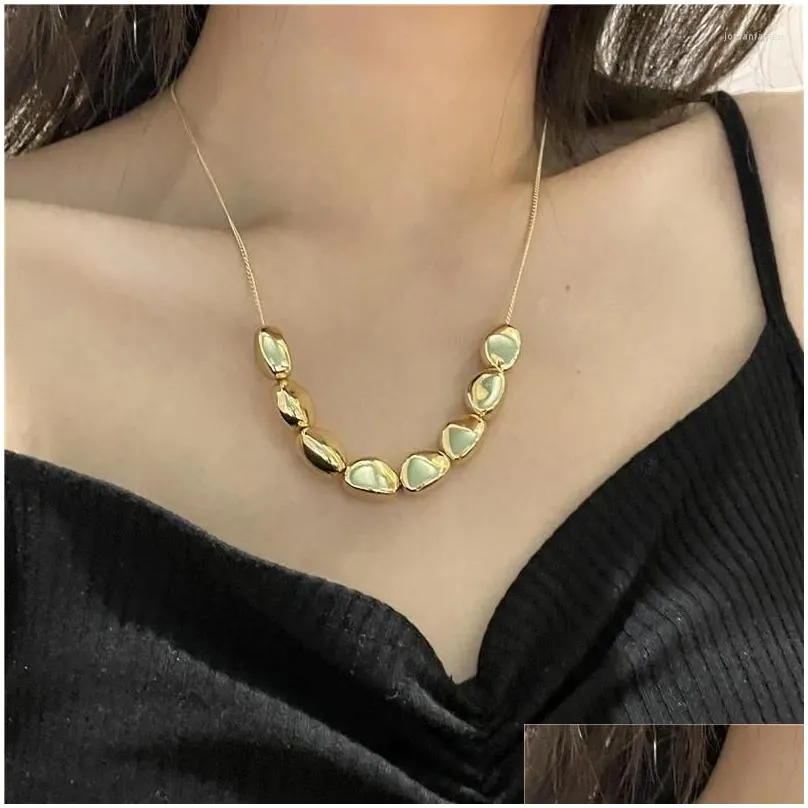 Pendant Necklaces Exaggerate Gold Silver Color Irregular Metal Ball Beads Chain Necklace Vintage Simple Style For Women Unisex Jewelry