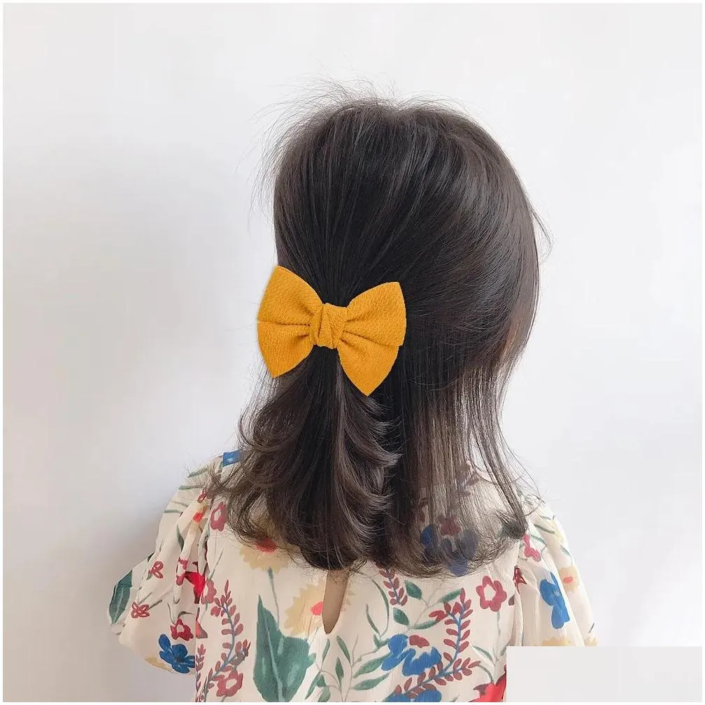 4 Inches Solid Bows Simple Hair Clip For Kids Girls Boutique Hairgrips Handmade Party Headwear Hair Accessories ZZ