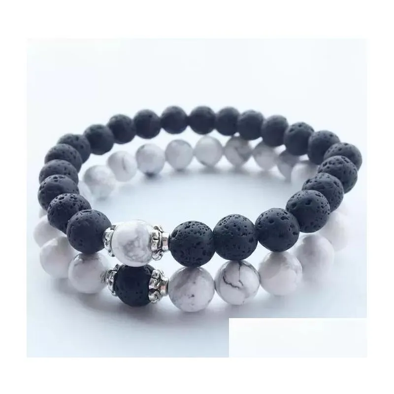 Beaded Natural Stone Bracelets New Lava Volcanic White Turquoise Bracelet Wholesale Handmade Beads For Men Women Jewelry Drop Deliver Dh6Rx