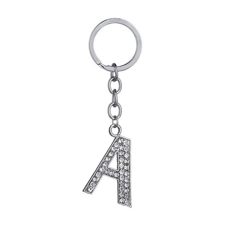 Keychains & Lanyards 26 A To Z Crystal English Letters Initial Keychain Key Rings Holders Bag Pendant Charm Fashion Jewelry Gift Epac Dhp9F