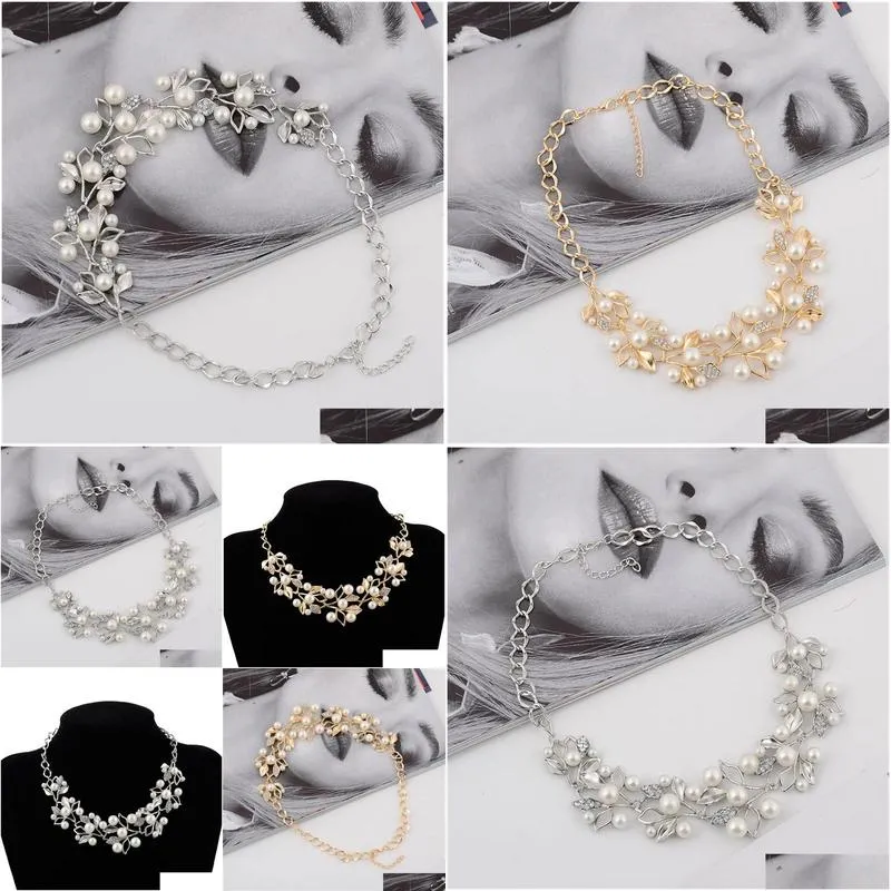 Pearl Necklaces Pendants Leaves Statement14k Gold Necklace Women Collares Ethnic Jewelry For Women Gifts